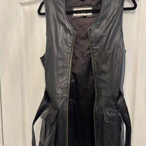 Black Leather Sleeveless Vest